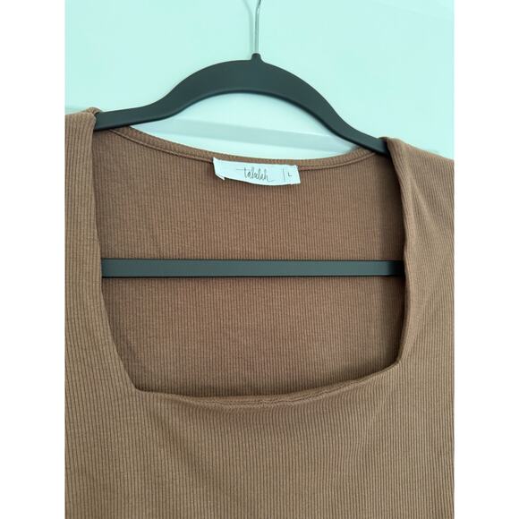 $36 New Talulah Square neck Ribbed Crop Tee - Brown - Large - Picture 6 of 6